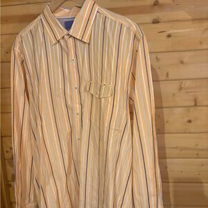 Tommy Bahama Orange and White Striped Shirt